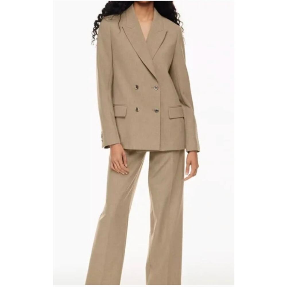 Aritzia Tan Double-Breasted Blazer